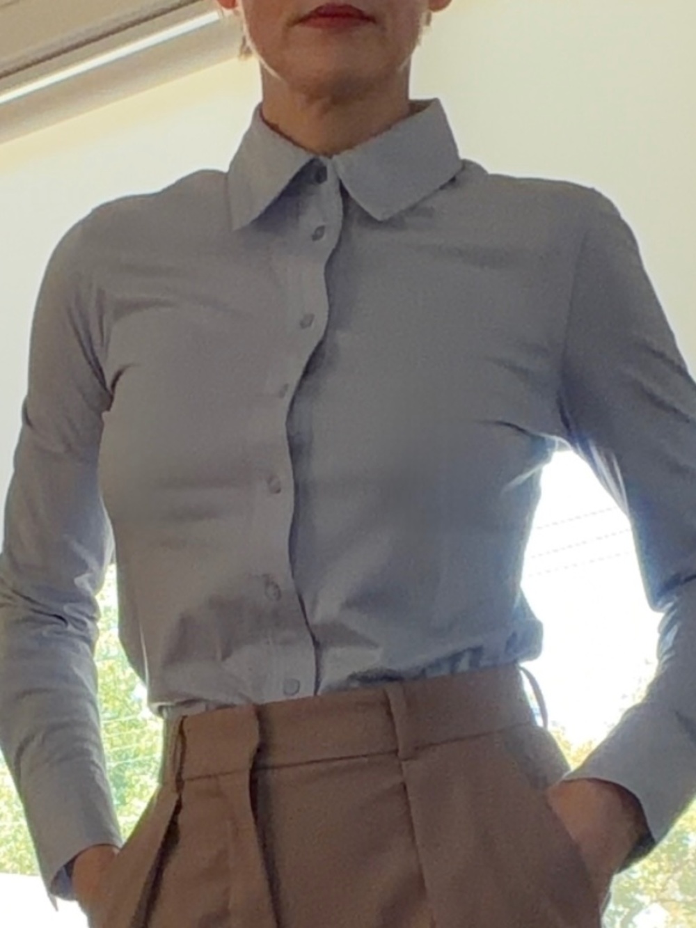 Banana Republic Pale Blue 100% Cotton Fitted Button Down Shirt XS